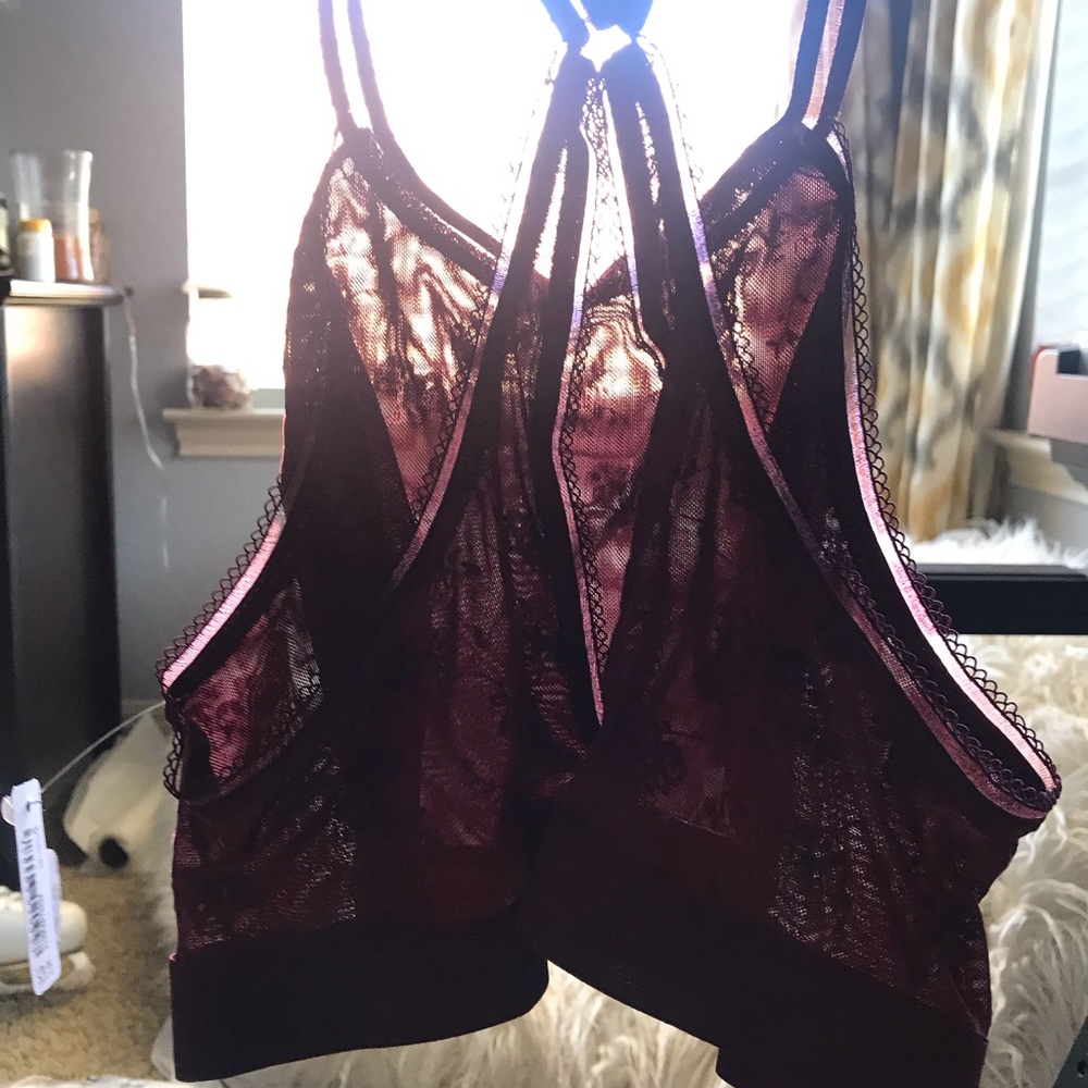 Mesh Maroon Bralette - Picture 3 of 3